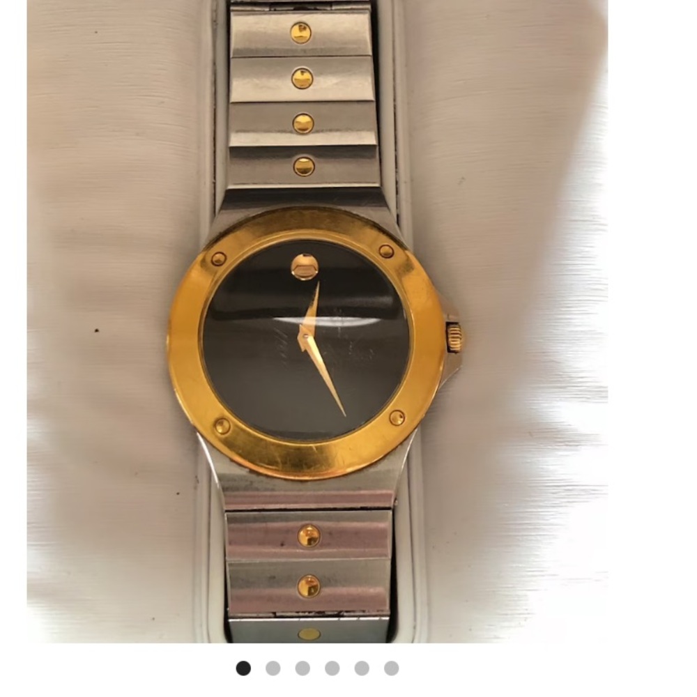 Movado Museum Collection Watch 1990 Unisex 86.A4.876K Gold Dots ,7", 32mm Face